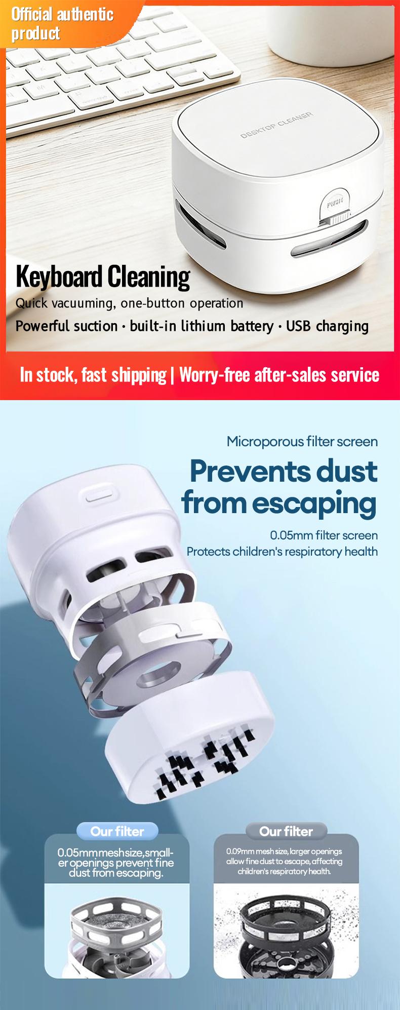 PAXA Desktop mini vacuum cleaner, equipped with a cleaning brush, with strong suction power and long-lasting battery life, suitable for desktop office use.