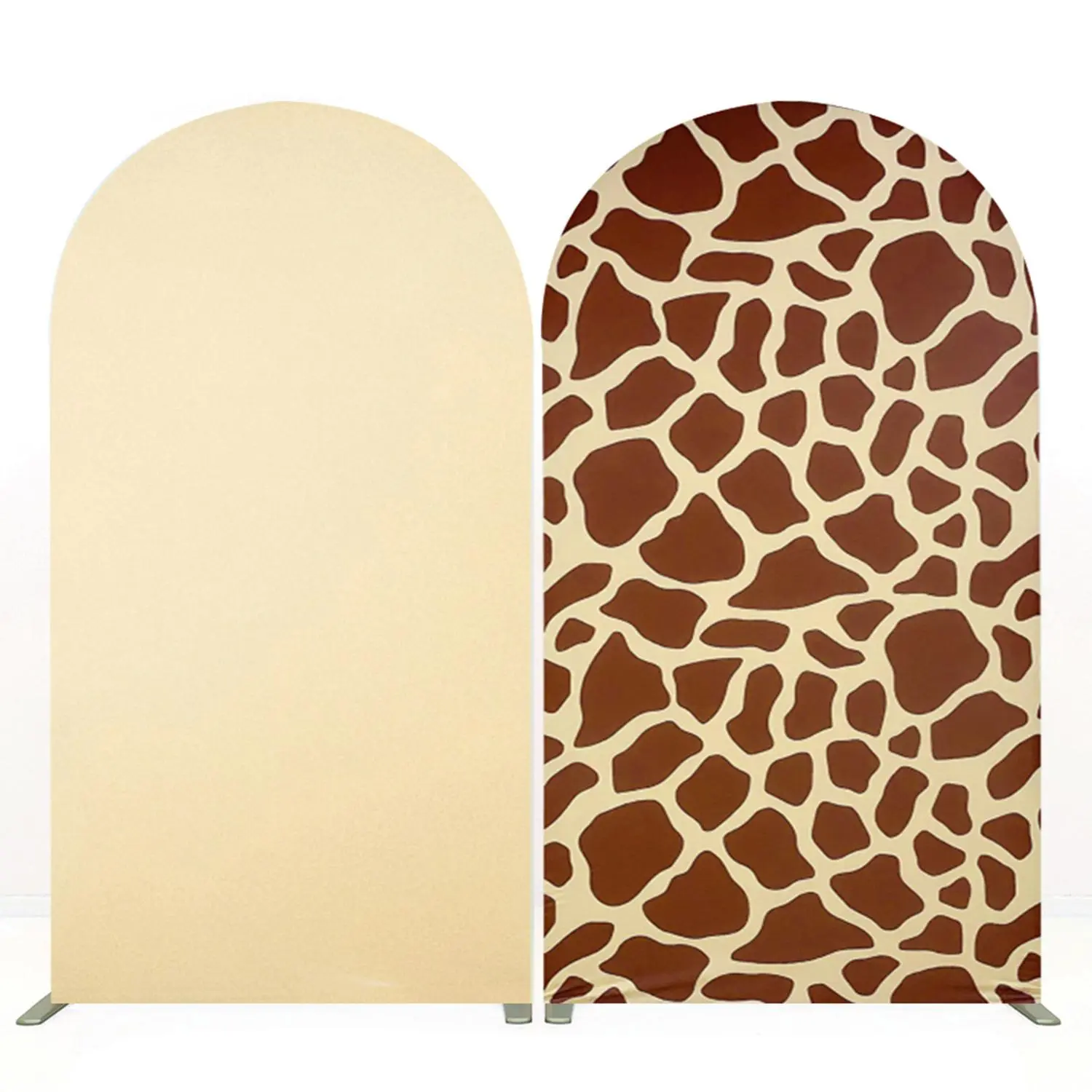 6.5ft Stretch Spandex Giraffe Print Arch Cover, Arched Backdrop for Safari Jungle Birthday, Animal-Themed Baby Shower Party Decor