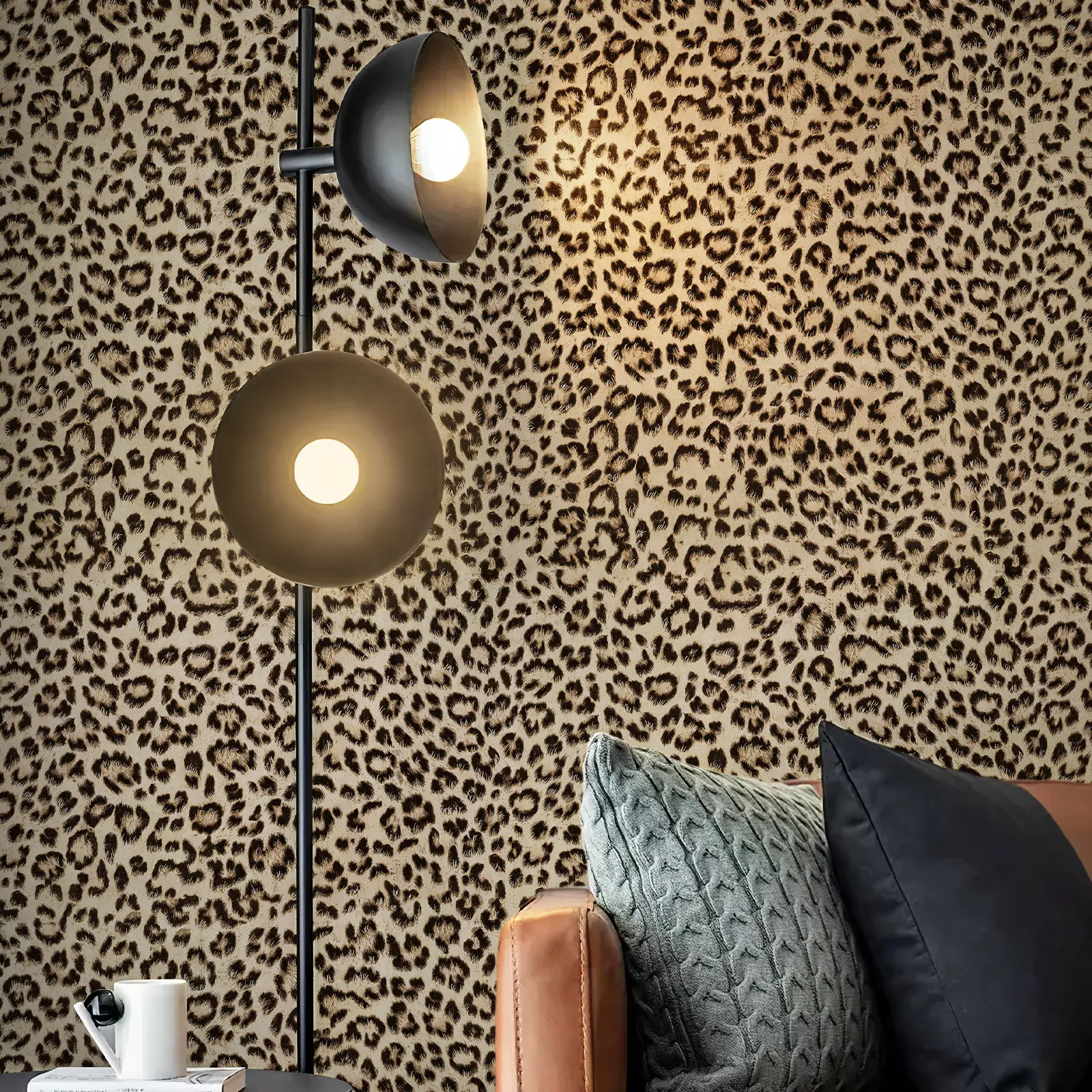 JIFFDIFF Leopard Print Peel and Stick Wallpaper Removable Cheetah Contact Paper Self Adhesive Brown Wall Paper for Accent Wall Renter Friendly Decor Waterproof Removable Wall Sticker