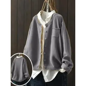 Autumn Winter Round Neck Long Sleeve Shirt, Casual Fashion Chest Cut Out Design, Women's Clothing for Daily Wear