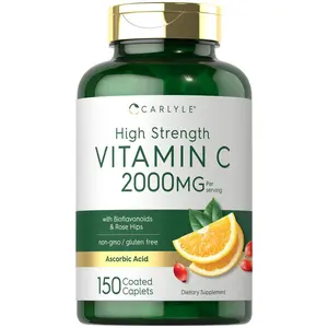Carlyle Vitamin C 2000mg | with Rose Hips | 150 Caplets | Vegetarian, Non-GMO, Gluten Free Supplement
