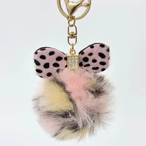 Charms Cute Bow Plush Keychain for Collections Phonechain Bagchain Charms Gift Present Ideal for Collectors and Special Occasions