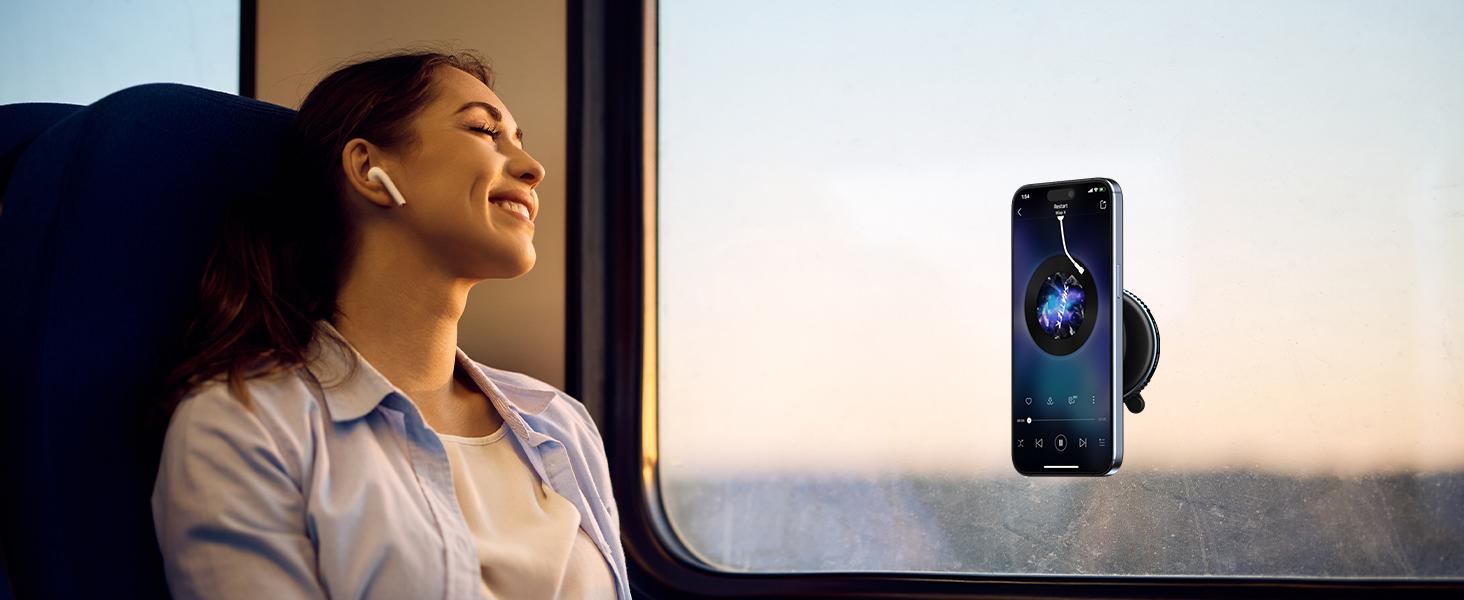 360° Vacuum Magnetic Car Phone Holder, Adjustable Suction Cup Phone Mount for Car/Gym/Mirror/Smooth Surface, Compatible with iPhone Android