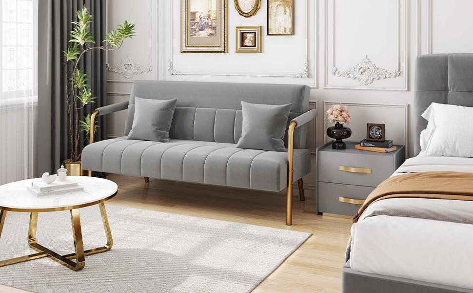 Yaheetech 56.5" W Modern Loveseat 2 Seater 2 Pillows Sofa Luxurious Velvet Fabric Couch for Bedroom, Home Office, Studio Yaheetech 56.5" W Modern Loveseat 2 Seater 2 Pillows Sofa Luxurious Velvet Fabric Couch for Bedroom, Home Office, Studio