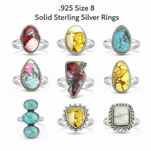 Size 8 Solid .925 Sterling Silver Rings