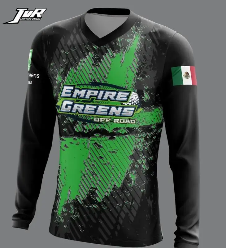 Empire Greens Off-Road Racing Jersey | Long Sleeve Performance Motocross Shirt with Mexico Flag Patch