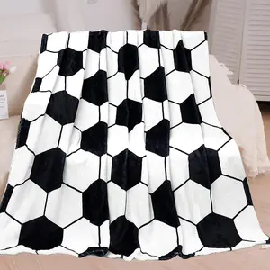 Soccer Blanket 80 * 60 inch Throw Blanket Flannel Blanket Gift for Kids Adorable Kids Blanket Bed Blanket Super Soft Flannel Sofa Blanket for Office Bedroom Travel All Seasons