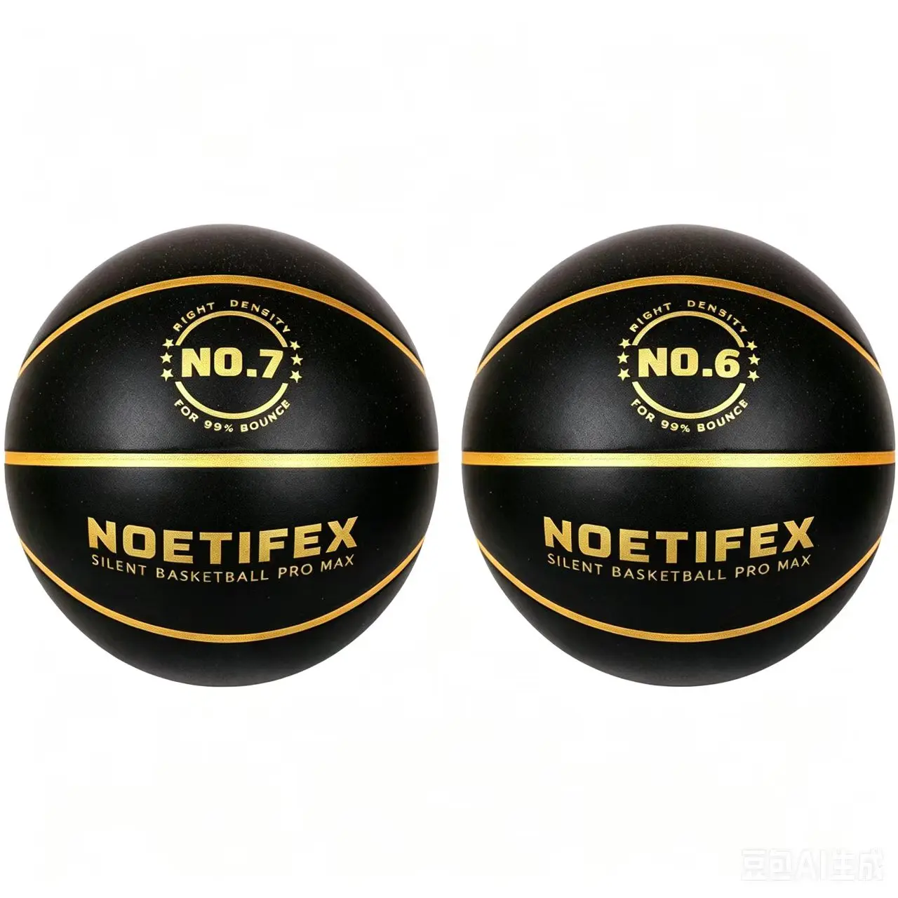 Silent Basketball Pro Max, Size 6/7 Sporty Basketballs, Black Gold Indoor Training Ball for Home Practice, Apartment-Friendly for Teens & Adults