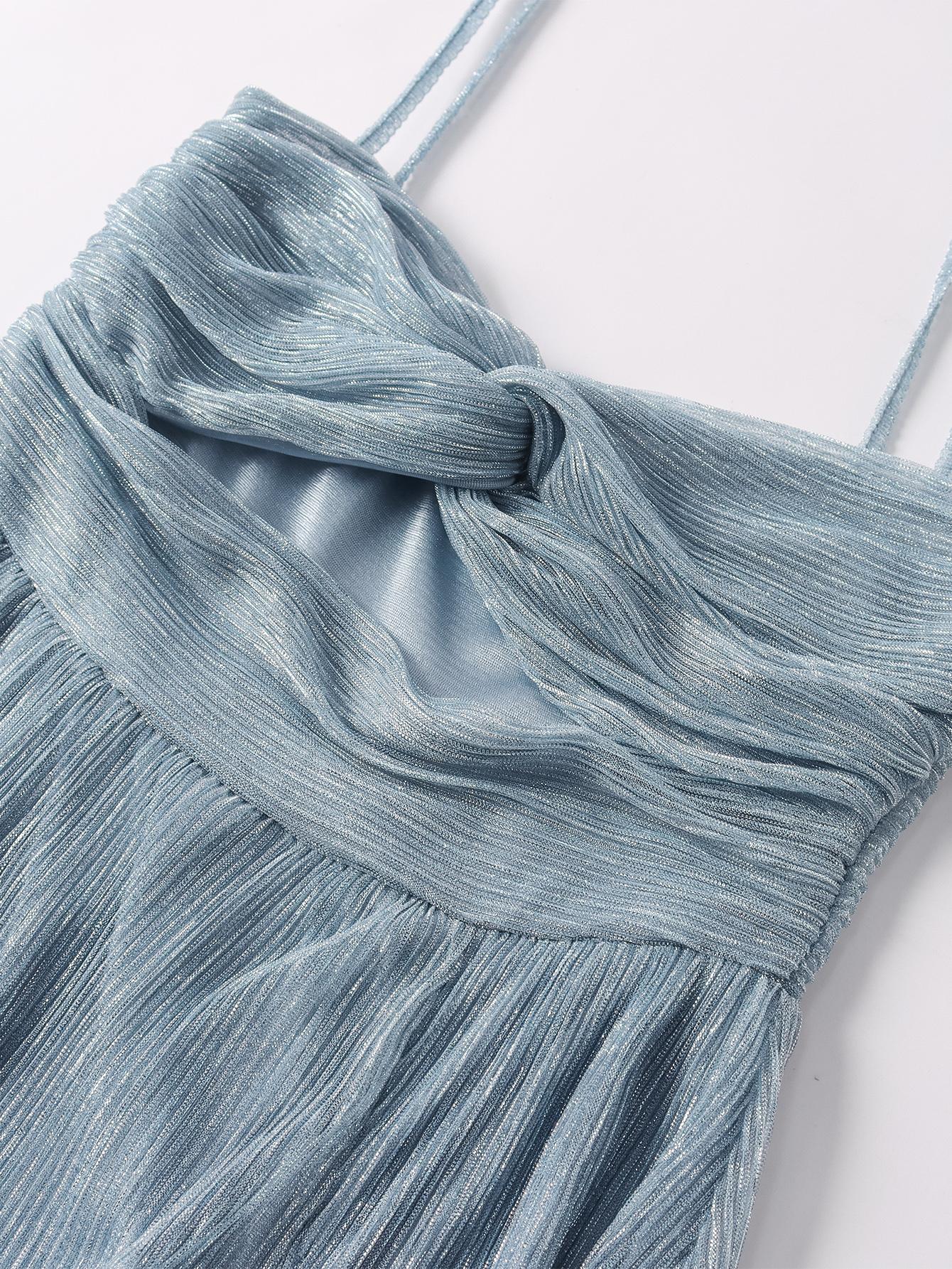 Cut Out Backless Shoulder girdle Ruched Split Thigh Cami Dress,Elegant and Solemn Design Party Dress Cut Out Backless Shoulder girdle Ruched Split Thigh Cami Dress,Elegant and Solemn Design Party Dress