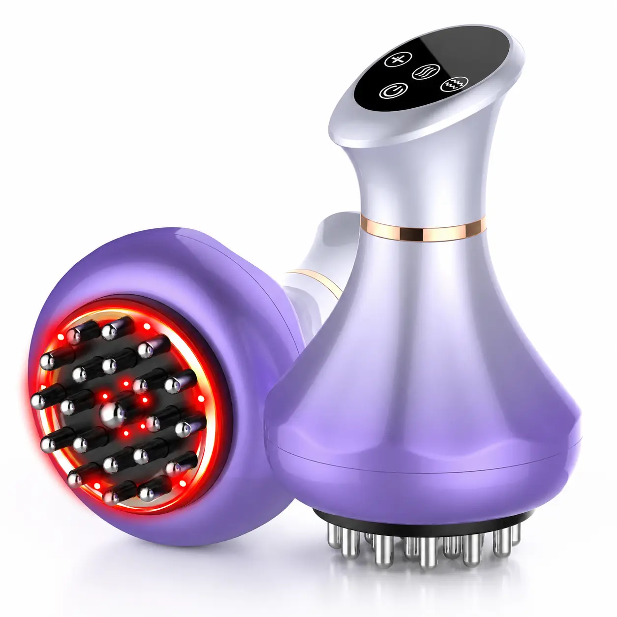 New Purple Electric Meridian Brush with Thermal Heat, LED Red Light, Vibration & Microcurrent - Relaxing ASMR Rechargeable Personal Care Gadget, Portable Self Care Gift, Led Light
