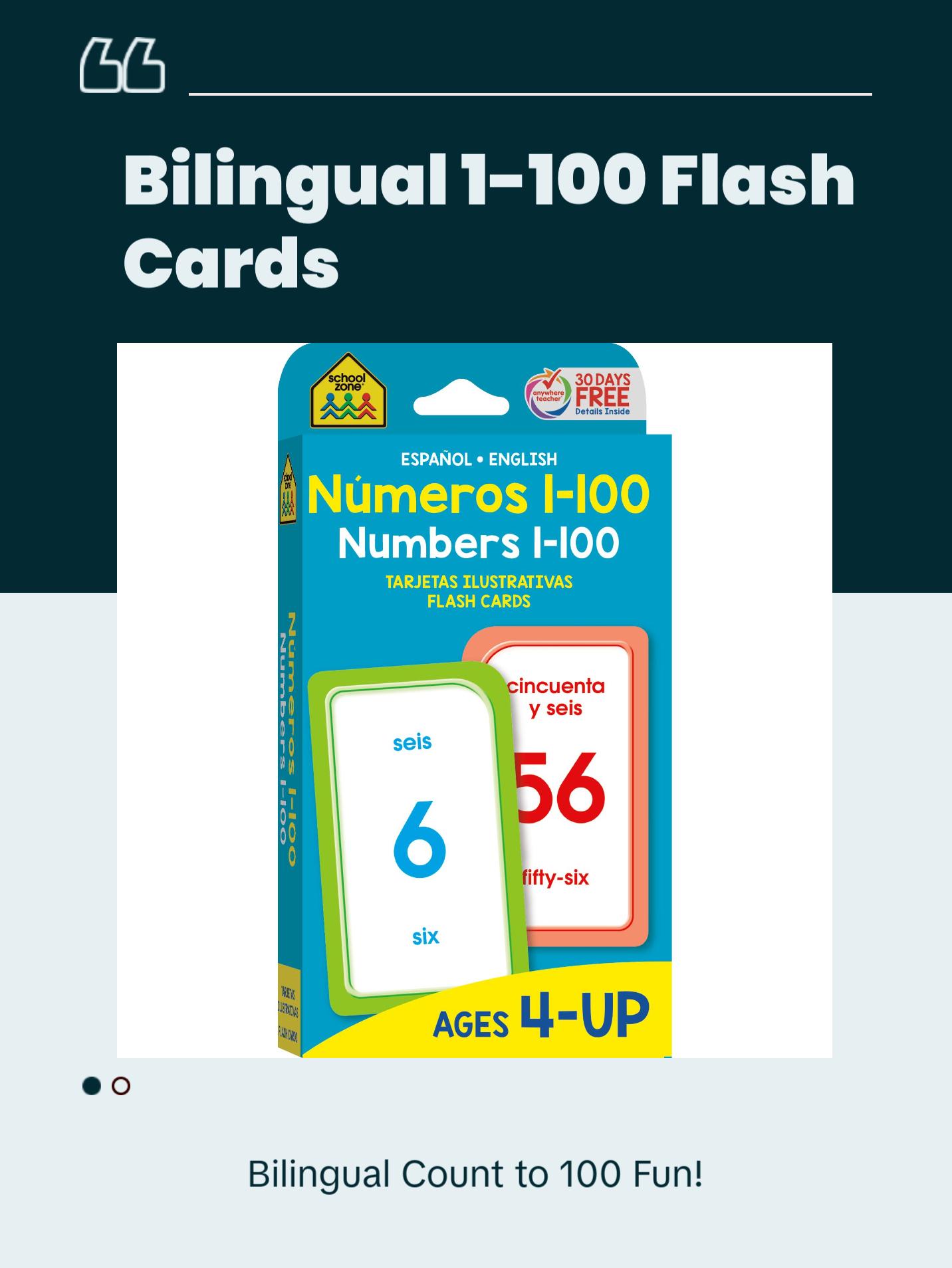 Bilingual Numbers 1-100 Flash Cards (Numeros 1-100 Tarjetas ...