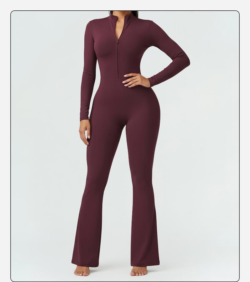 MFVIM Sporty Women’s Solid Color Half Zip Mock Neck Sports Jumpsuit by - Casual, Comfortable, Breathable Long Sleeve Skinny Jumpsuit for Yoga, Gym, Workouts Stretchable Activewear MFVIM Sporty Women’s Solid Color Half Zip Mock Neck Sports Jumpsuit by - Casual, Comfortable, Breathable Long Sleeve Skinny Jumpsuit for Yoga, Gym, Workouts Stretchable Activewear