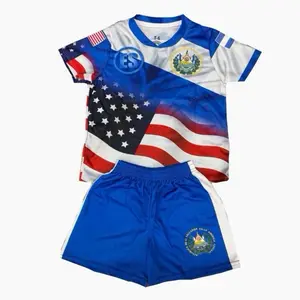 El Salvador/ Bandera USA Soccer Set royal blue color Unisex Jersey & Shorts