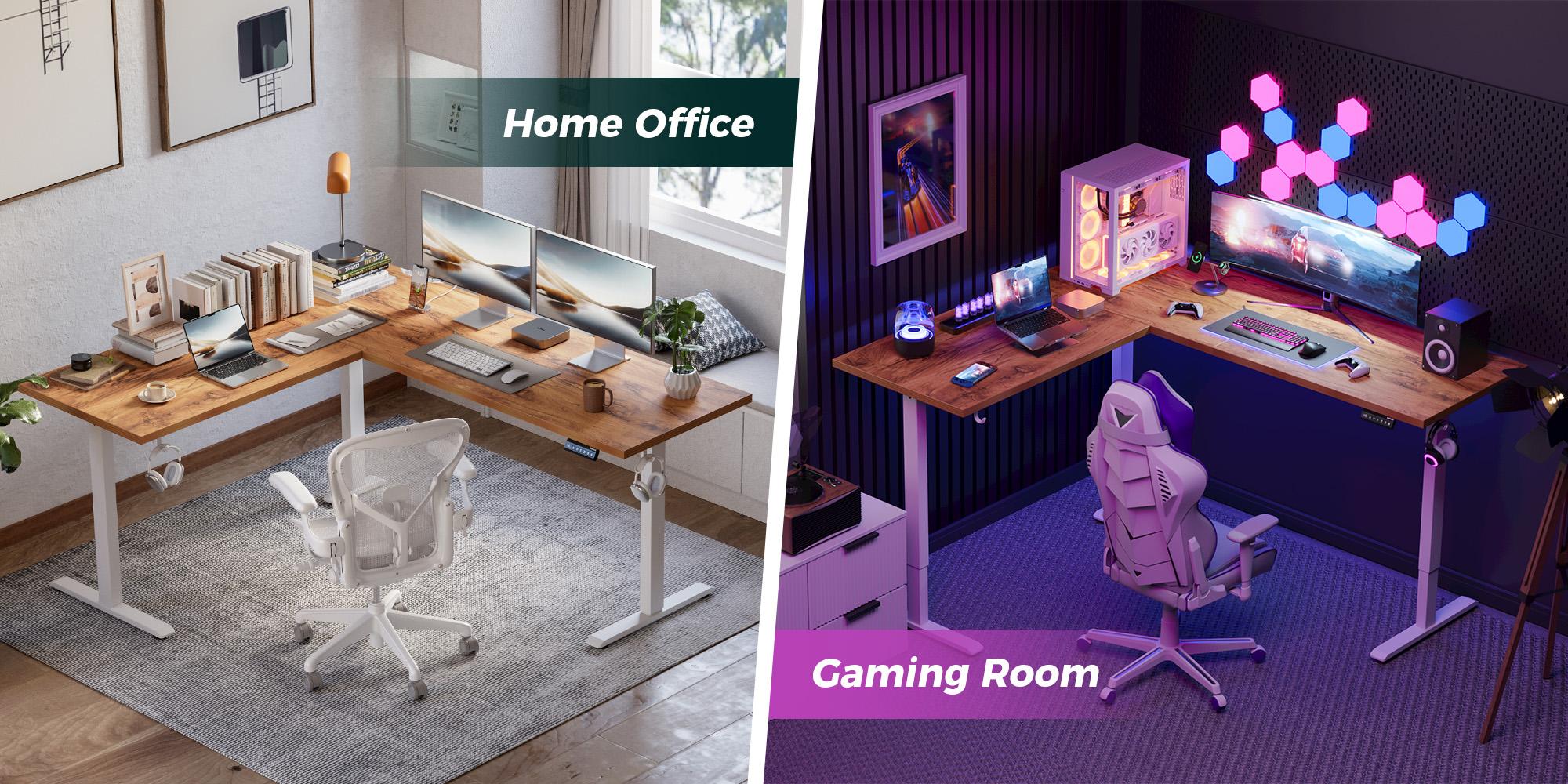 Agilestic L Shaped Standing Desk, Electric Height Adjustable Home Office Desk, Large Ergonomic Computer Desk with 3 Memory Buttons, Cable Management, Corner Desk for Home & Office Workstations