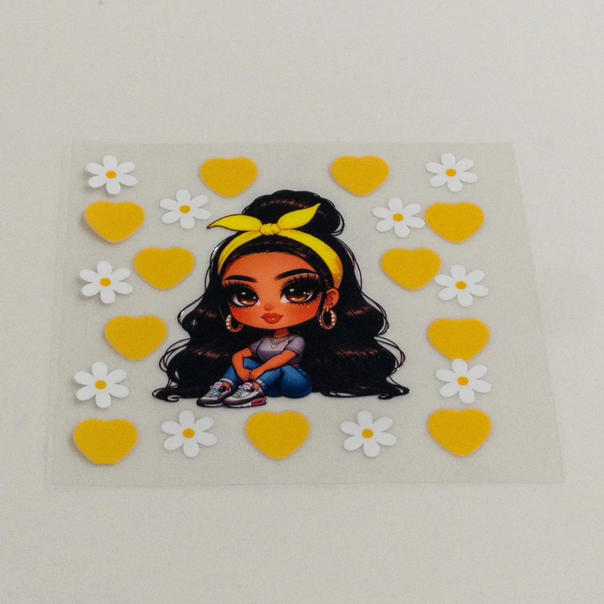 Yellow Hearts Hispana Decal