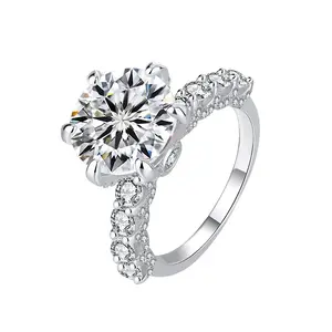 Engagement Ring Silver Synthetic Moissanite Ring