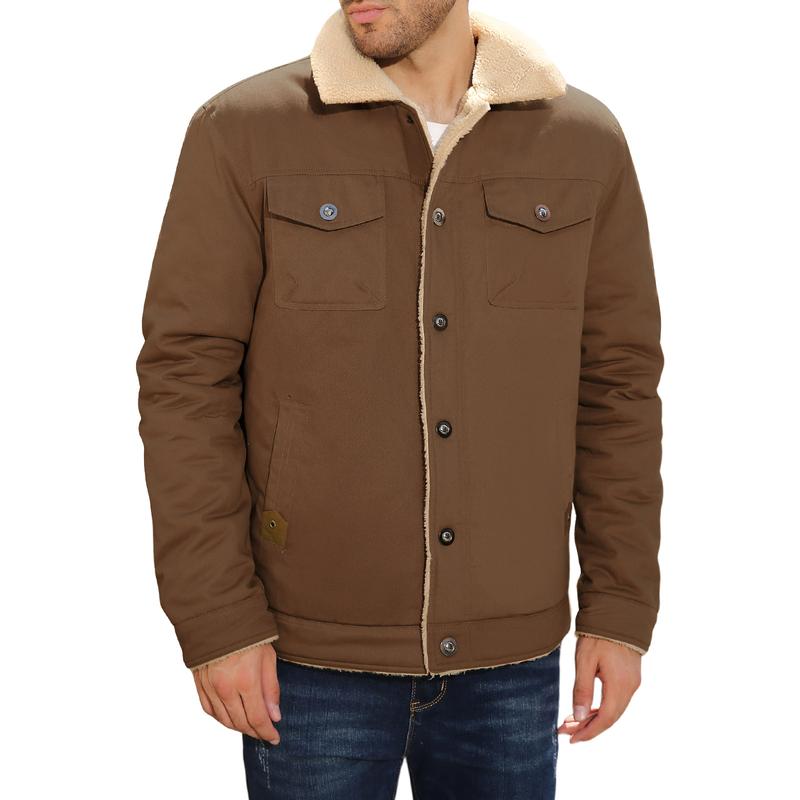 Men's Winter Jacket Sherpa Lined Jacket Warm Trucker Coat Multi Pocket Casual Collared Menswear Tops Cotton Fleece Long Sleeve FallFreshness Khaki Beige Jacket Outdoorfun Men's Winter Jacket Sherpa Lined Jacket Warm Trucker Coat Multi Pocket Casual Collared Menswear Tops Cotton Fleece Long Sleeve FallFreshness Khaki Beige Jacket Outdoorfun