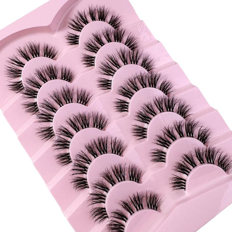 10 Pairs Manga Spiky Lashes Natural Soft Clear Band Comic Styles Eyelashes Anime Look Eyelash Wispy Strip Manga Look False Eyelashes Perfect For Daily Use Reusable