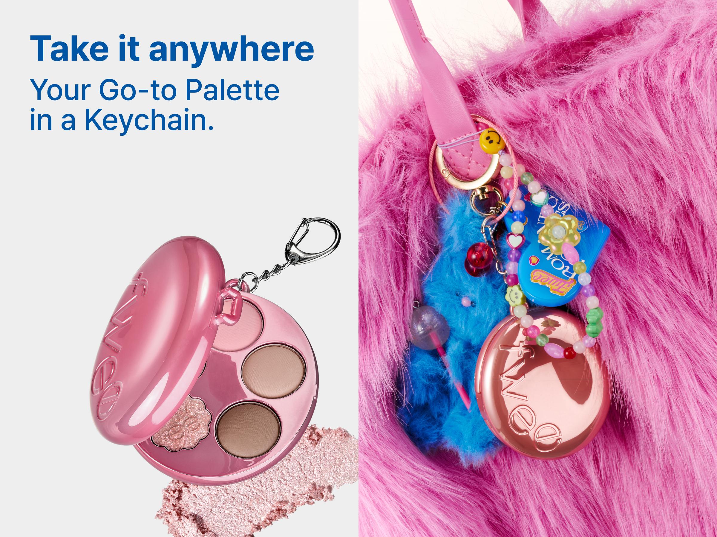 fwee Pocket Eye Palette | 5-color Eyeshadow Palette with Matte & Glitter Finishes | Cute Keychain Style, Beginner-friendly, Natural Soft Pigment | 0.23 oz