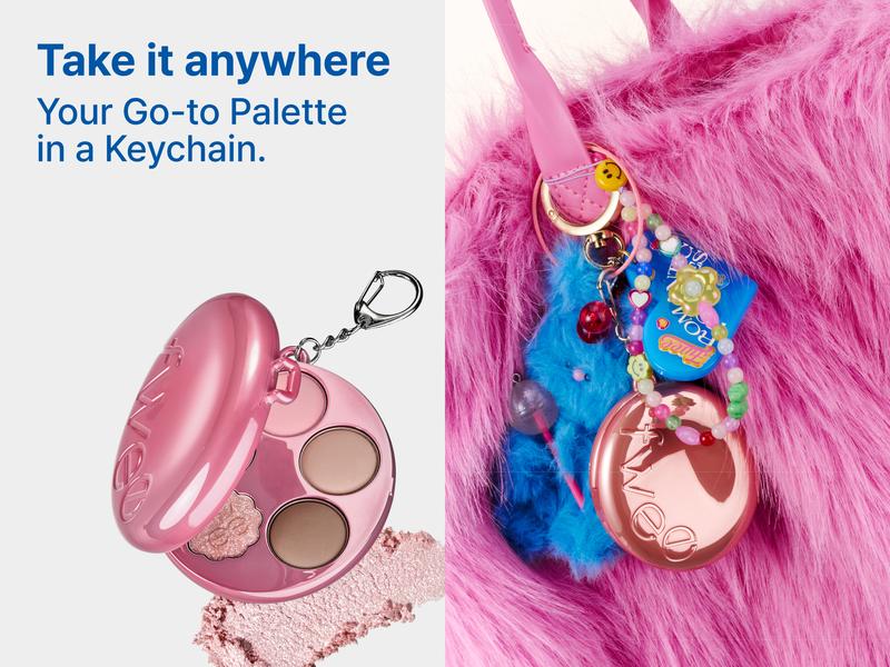 fwee Pocket Eye Palette | 5-color Eyeshadow Palette with Matte & Glitter Finishes | Cute Keychain Style, Beginner-friendly, Natural Soft Pigment | 0.23 oz