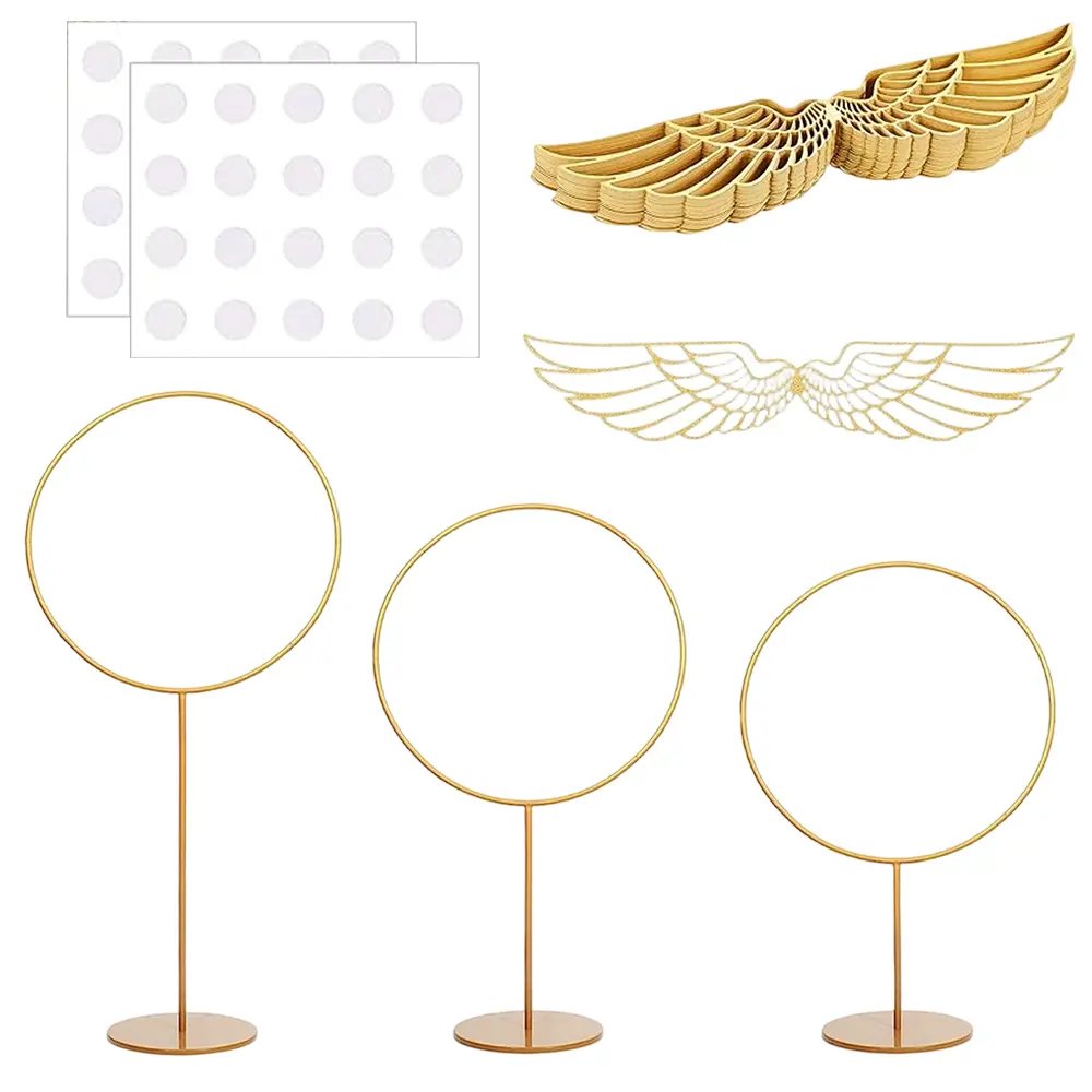 53 Pcs Wizard Party Chocolate Decoration Set,Including 50 Gold Golden Wings Cover and 3 Gold Metal Round Hoop,Ideal for Party Birthdays Valentine's Day Gifts,DIY Hand Tools Kits
