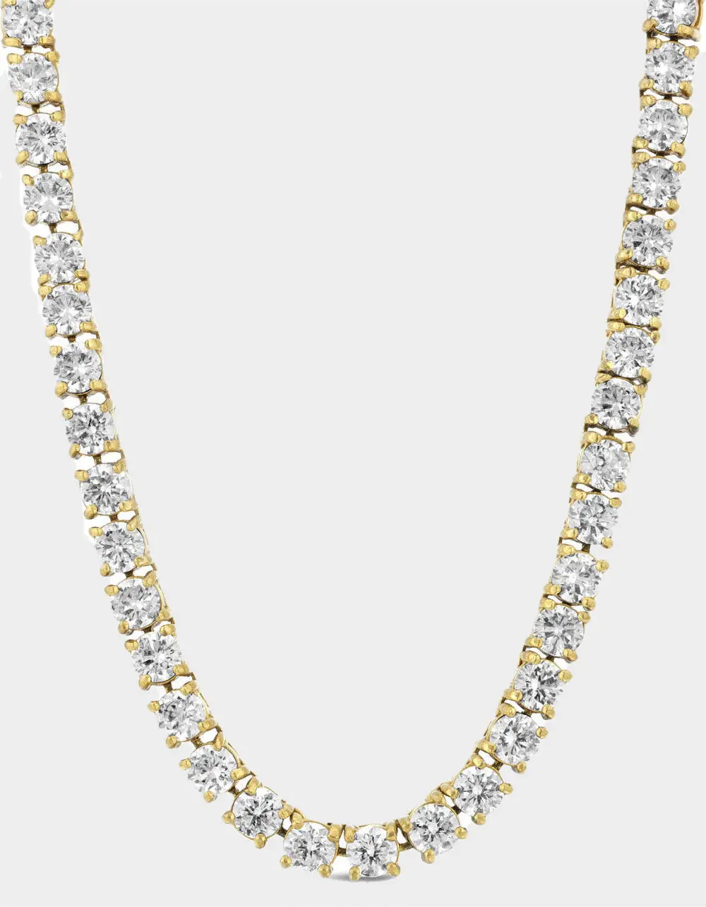 THE GOLD GODS  Mens Gold Diamond Tennis Chain 4mm, White & Gold