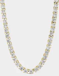 THE GOLD GODS  Mens Gold Diamond Tennis Chain 4mm, White & Gold
