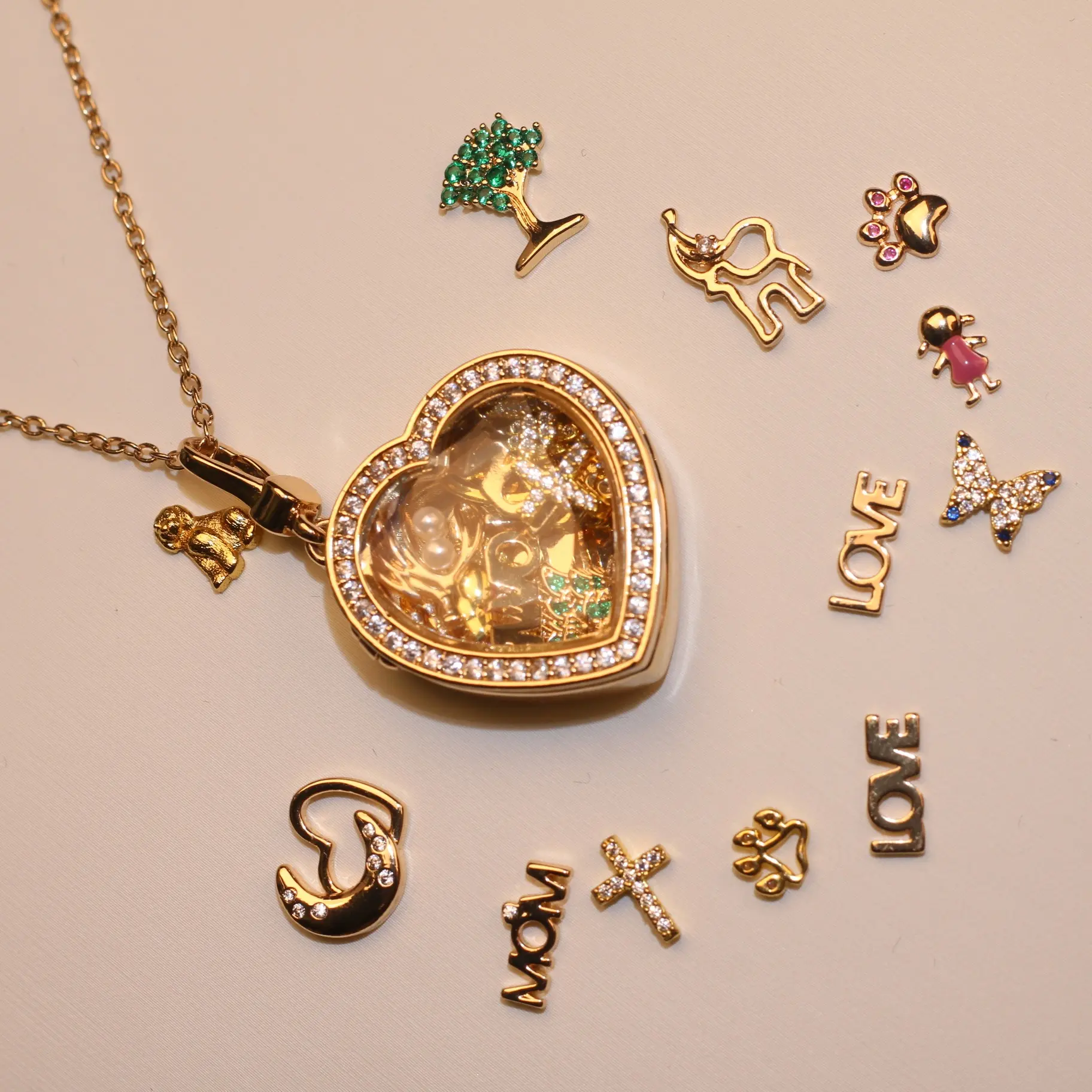 14K Gold Plated Heart Locket - Chocolate Box Design with DIY Gem Compartment, Customizable Anniversary & Valentine‘s Day Jewelry Gift Necklace Gift Pendant Necklaces campingessentials