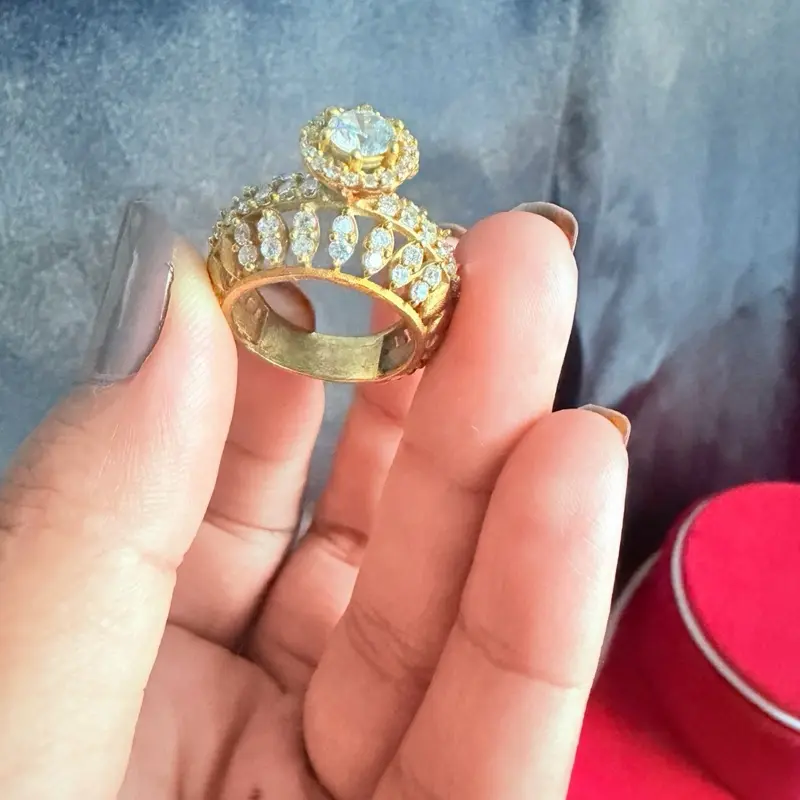 Women's Pure Panchadhatu Statement Ring - Non-Tarnish, Auspicious, Elegant Geometric Diamond-Design Costume Jewelry Fashion Accessory for Females