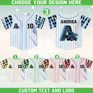 Personalized Kid Baseball Jersey, Custom Name Number Youth Baseball Shirt, Truck Birthday Shirt for Boys, Sports Jersey Party Gift