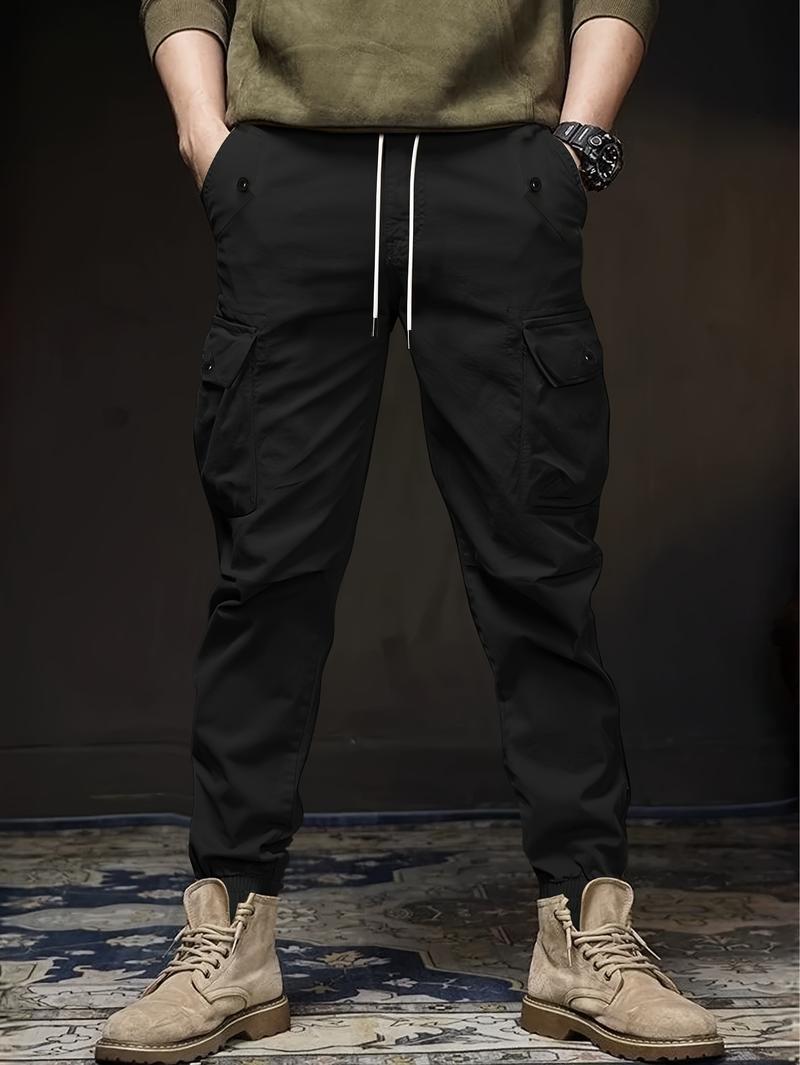 Men's Work Pants Set of 3 - Lightweight Summer Joggers with Multiple Pockets, Elastic Waistband & Side Pockets, Casual Solid Color Regular Fit, Suitable for Loungewear, Joggers, Outdoor Activities, Trendy Casual Wear