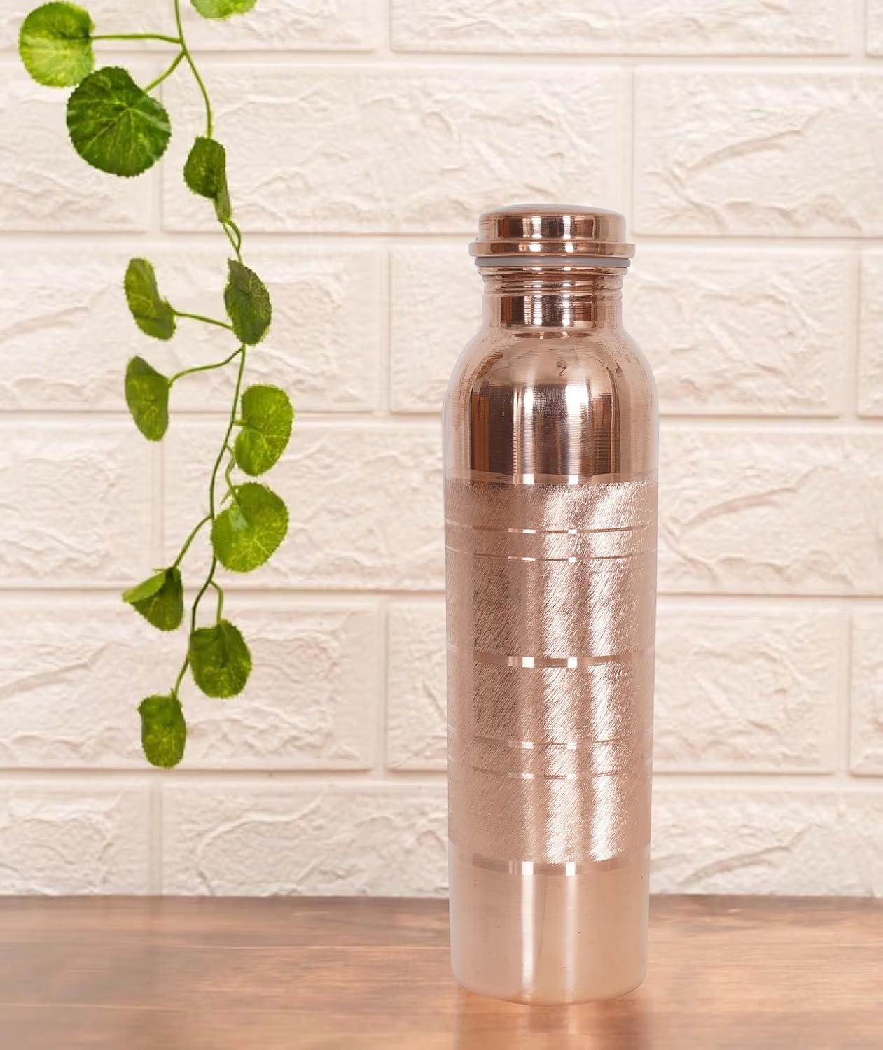 COPPER BOTTLE Pure Copper Water Bottle 34 Oz Copper Water Bottle - Leak Proof (34 Oz) (With Pitambari Powder)