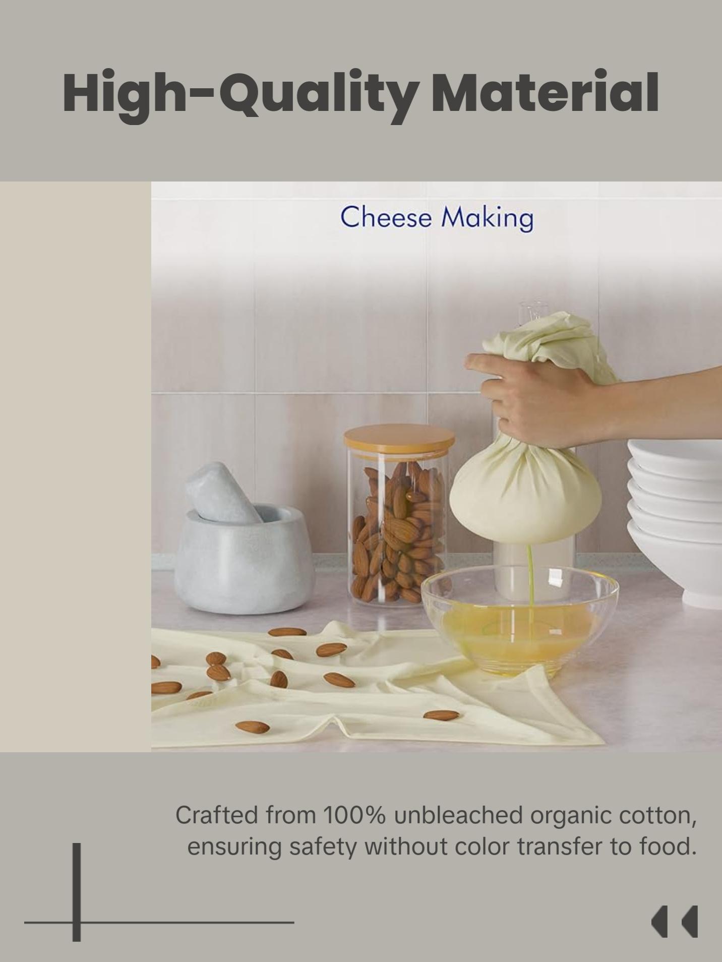 New England Stories Grade 100, 20x20 Inch Hemmed Organic Cheese Cloth Strainer