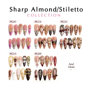 Stiletto Shape|100% 3D Handmade Acrylic Nails Easy to Apply & Remove | No Glue Damage | Reusable Up to 5 Times | Perfect Fit for Melanin Nails & Finge