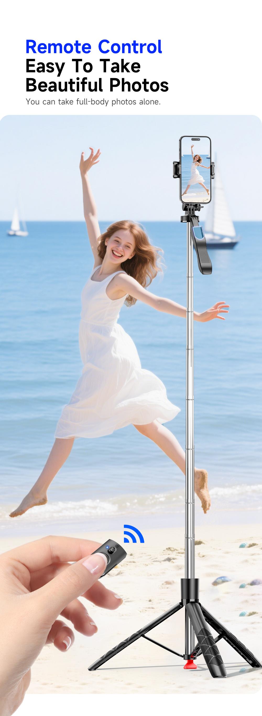 71"Auto Face Tracking Tripod for iPhone/Android with Remote One Click Pop Up Selfie Stick Tripod Gesture Control 360° Rotating Face Tracker,Follows Your Movement,for iPhone 17/16/15/14/13/Android/Camera/GoPro