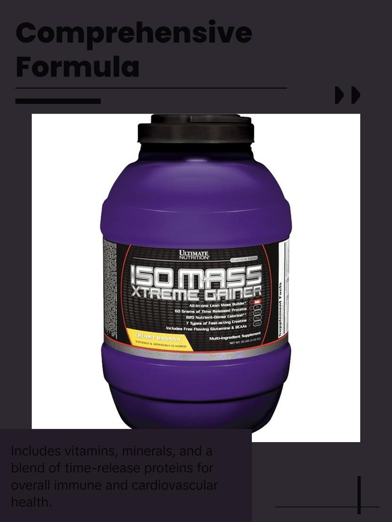 Ultimate Nutrition ISO MASS XTREME GAINER® - Chocolate Milk Flavor, 16:13 Carbohydrate to Protein Ratio, 66g Protein, 7 Flavors, 80 Servings