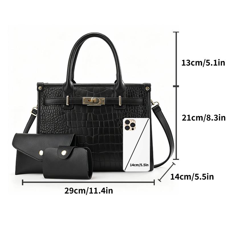 Women's Fashionable Handbag & Crossbody Bag & Wallet, Casual Versatile Large Capacity Shoulder Bag Set, Trendy All-match Bag Set for Daily Use