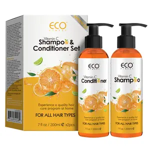 ECO Vitamin C hair Shampoo and Conditioner Set With Antioxidants for Hard Scalp Wellness nourishes hair Gentle Anti-Dandruff clarifying black Haircare Daily Cleanser Cleansing