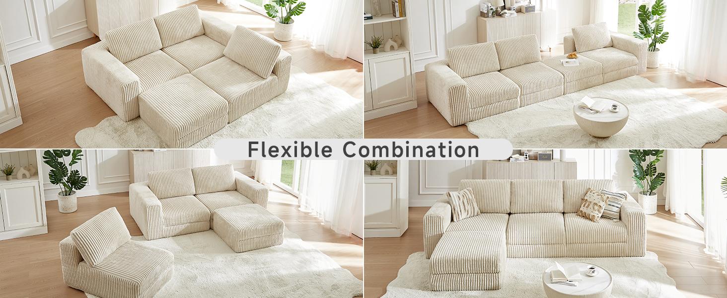 【With 1 Movable Ottoman & SPOTLIGHT DAY】ONBRILL 108" Gorgeous Cloud U Shaped Modular Sectional Sofa, Comfy 3-Seater Modern Luxury Sectional Couch, Deep Seat Couch for Living Room Bedroom Furniture,BlackFridayDeal