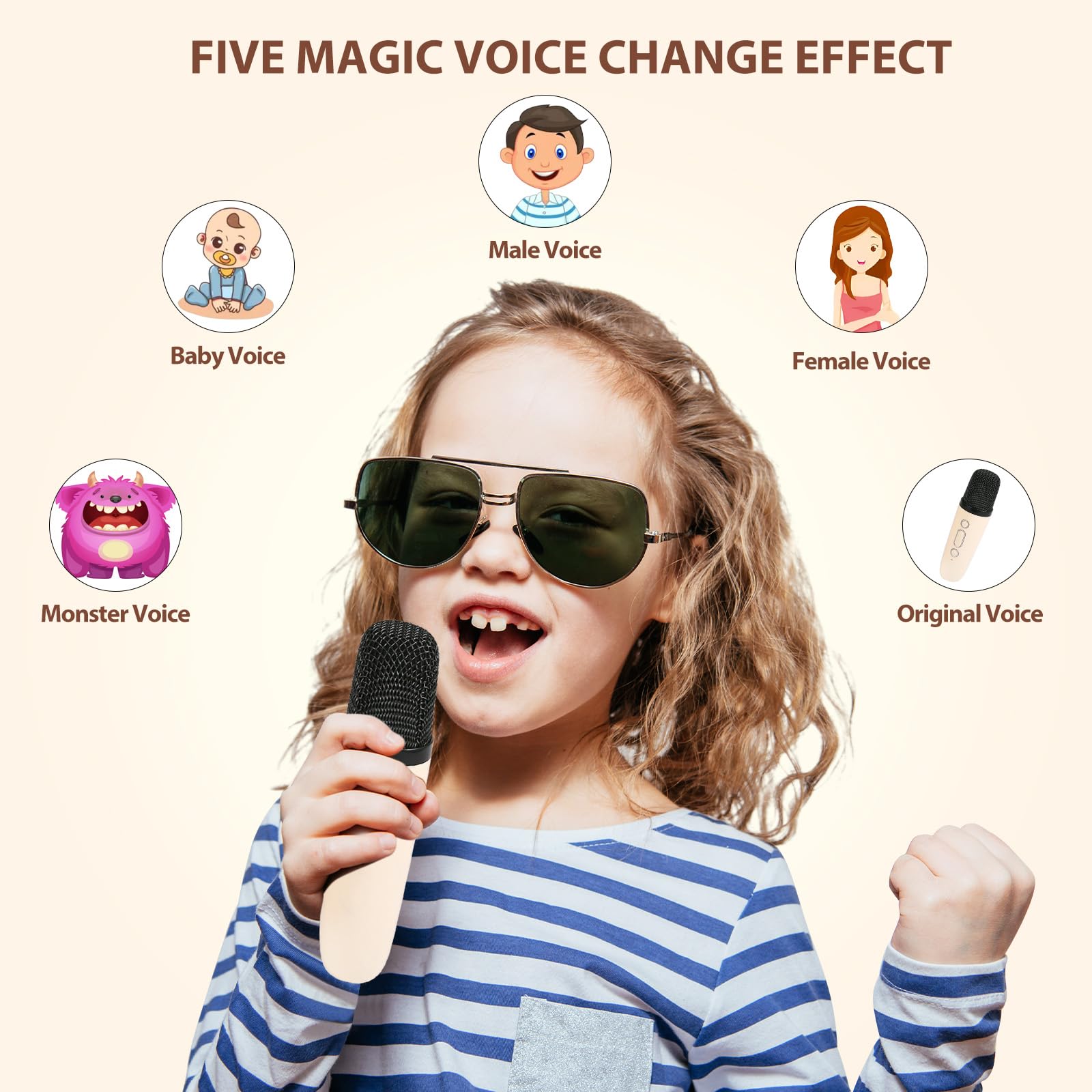 Mini karaoke machine with microphone sound system, portable karaoke machine with 2 wireless microphones, birthday gifts for girls and children aged 4-12, family gatherings,TikTokShopBacktoSchool