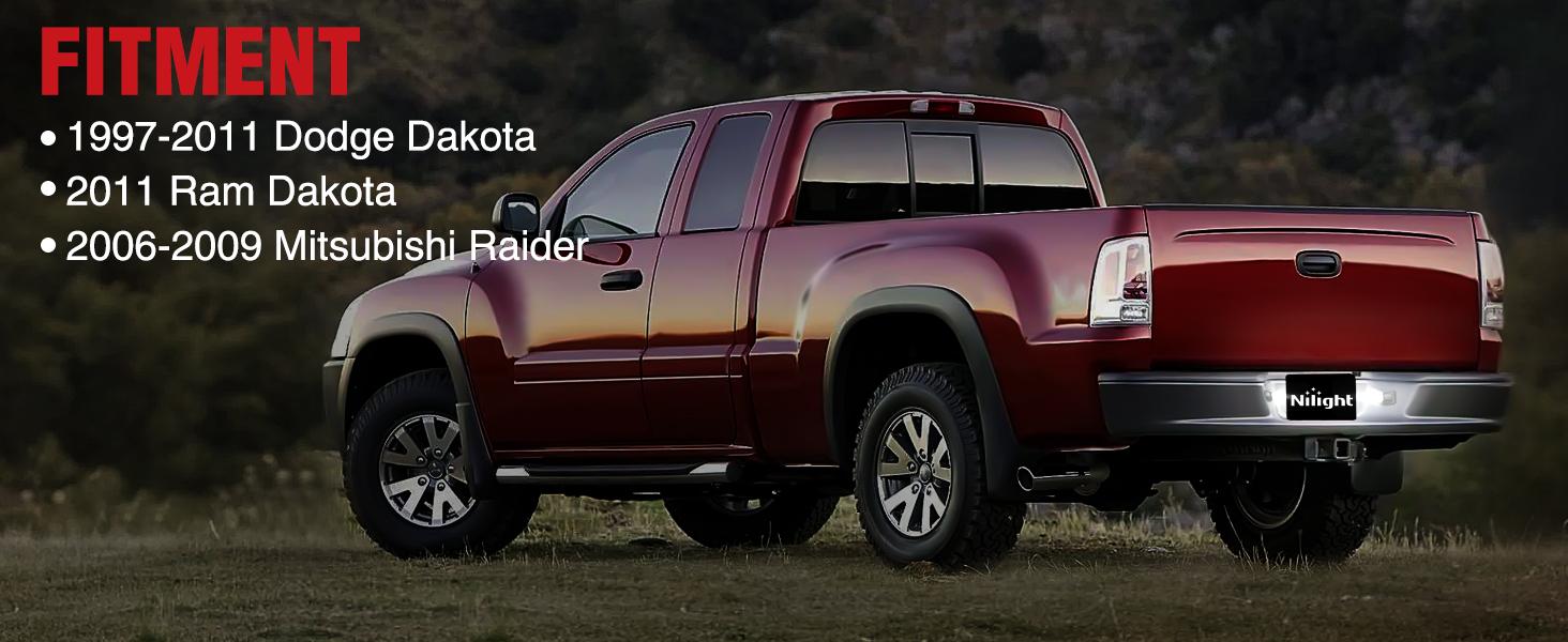 Nilight License Plate Lights Compatible with 1997 1998 1999 2010 2011 Dodge Dakota 2006-2009 Mitsubishi Raider with Black Housing 6000K White 2PCS Pack
