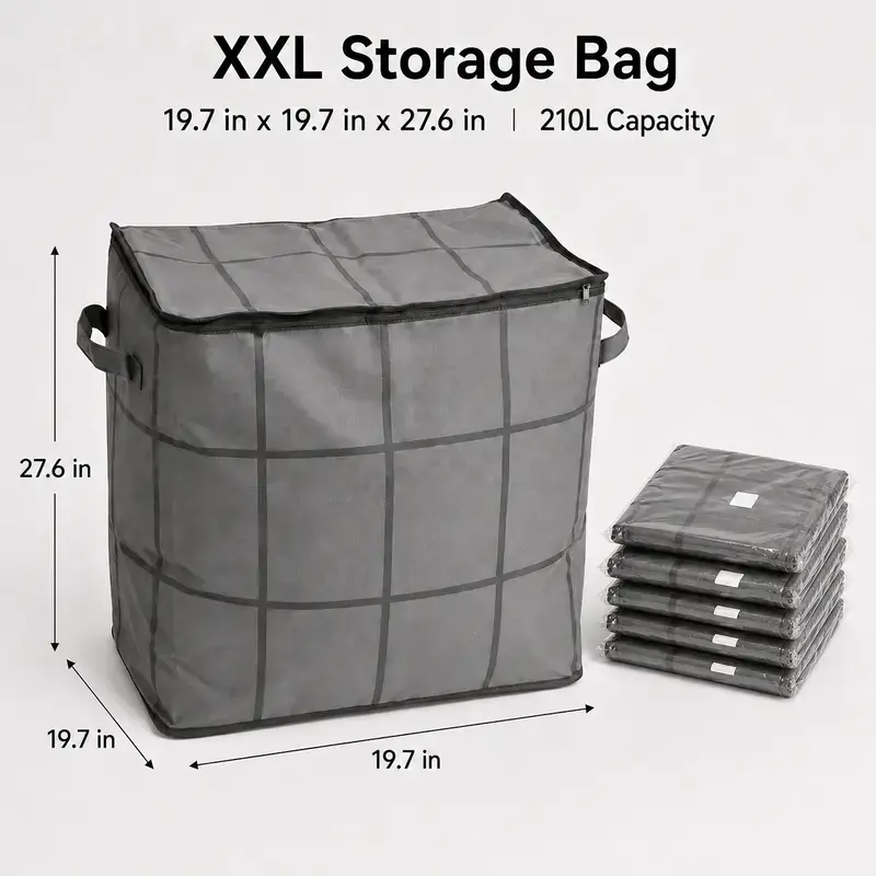 Spacious Moving Storage Bin, Zippered Organizer for Quilts, Bedding & Sweaters, Large Capacity Fabric Bag for Moving Day, Closet & Bedroom Use