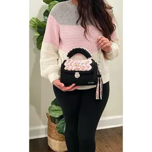 Handmade Crochet Shoulder Bag | Woven Knitted Purse with Lining | Luxury Capri-Style Bag | Recycled Yarn | Crossbody Bag | Summer Bag