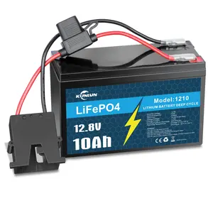 KUNLUN 12V 10Ah LiFePO4 Lithium Battery，5000+ Deep Cycles, IP67 Waterproof Lithium Iron Phosphate Battery, Built-in BMS, Ideal for Power Wheels, Marine, Fish Finder, Ride-on Toy, Camping