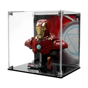 Acrylic Display Case UV Print Compatible with LEGO® 76327 Marvel Iron Man MK4 Bust - Set Not Included