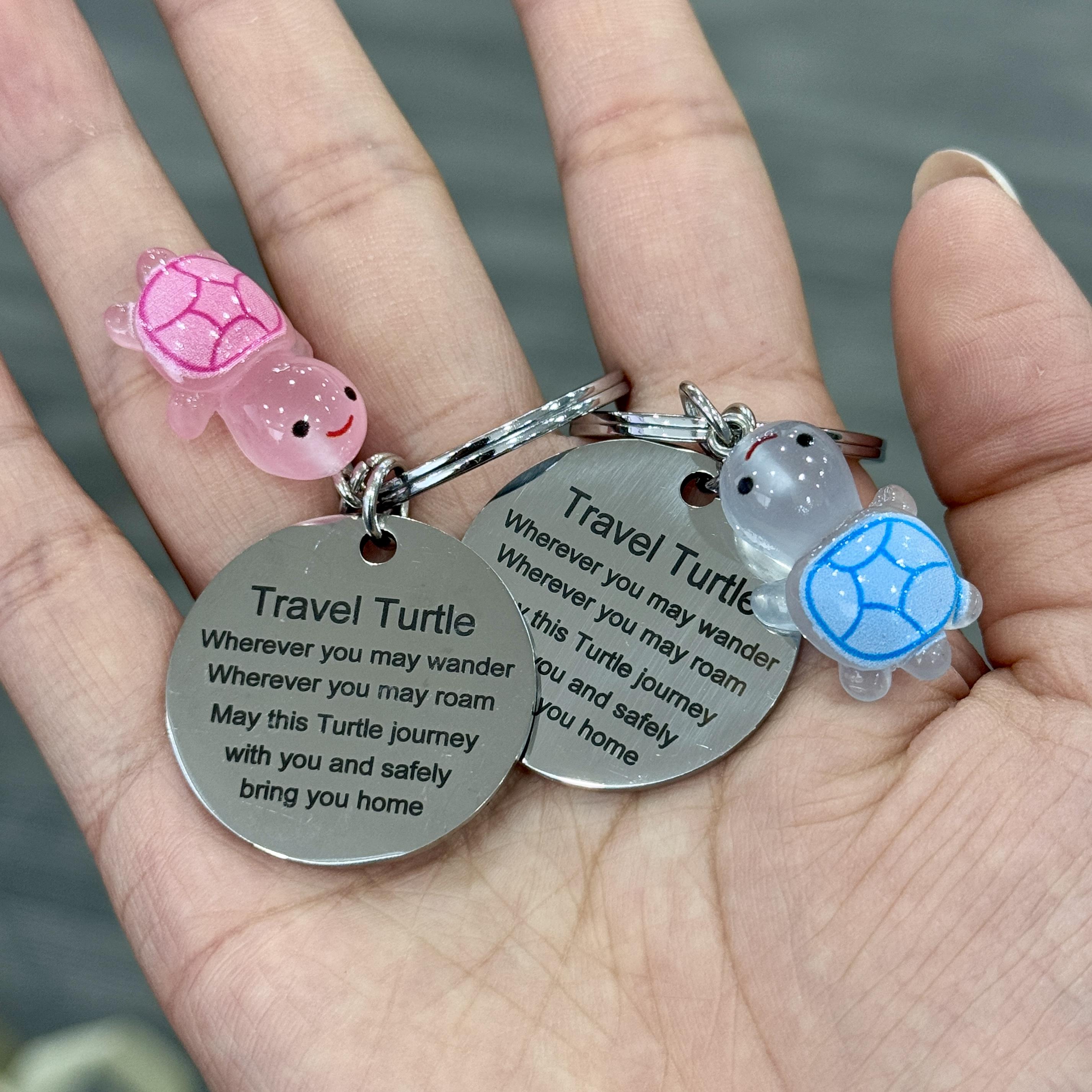 Glow-in-the-Dark Travel Turtle Keychain Wherever You May Wander Good Luck keychain for Family Friends Couple