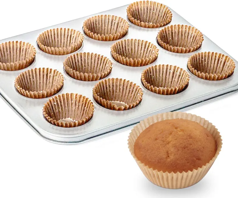 Standard Natural Cupcake Liners 500 Count, No Smell, Grease-Proof Paper Muffin Liners, Food-grade Baking Cups for Cupcakes, Muffins, Nuts