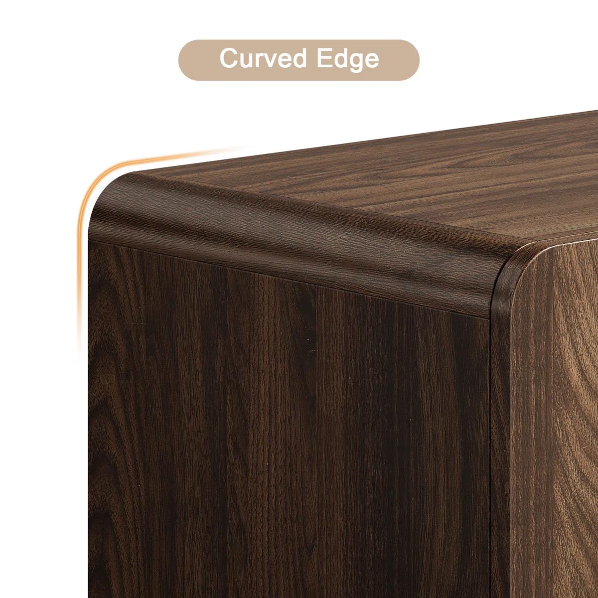 【SPOTLIGHT DAY】ONBRILL Gorgeous 31.5"/60" Sideboard Buffet Cabinet with Storage, Curved Design Modern INS Coffee Bar Cabinet with Doors, Farmhouse Storage Cabinet with Adjustable Shelves for Living Room Kitchen Hallway,Bedroom Furniture