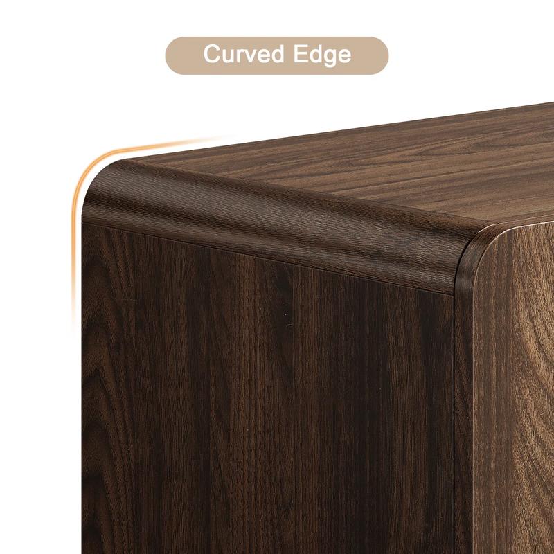 【Valentine's Day gift】ONBRILL Gorgeous 31.5"/60" Sideboard Buffet Cabinet with Storage, Curved Design Modern INS Coffee Bar Cabinet with Doors, Farmhouse Storage Cabinet with Adjustable Shelves for Living Room Kitchen Hallway,Bedroom Furniture