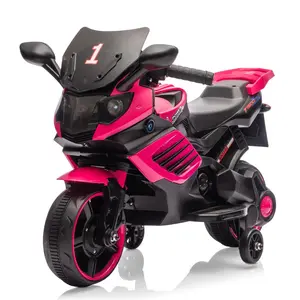 6V Kids Motorcycle, Electric Ride On Car Toy with Training Wheels, Working Headlight, Horn & Music, for Toddler Kids Boys Girls Ages 3-6,RoseRed